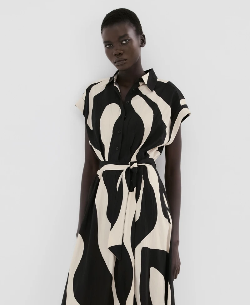 Mango Women's Long Printed Shirt Dress