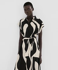 Mango Women's Long Printed Shirt Dress
