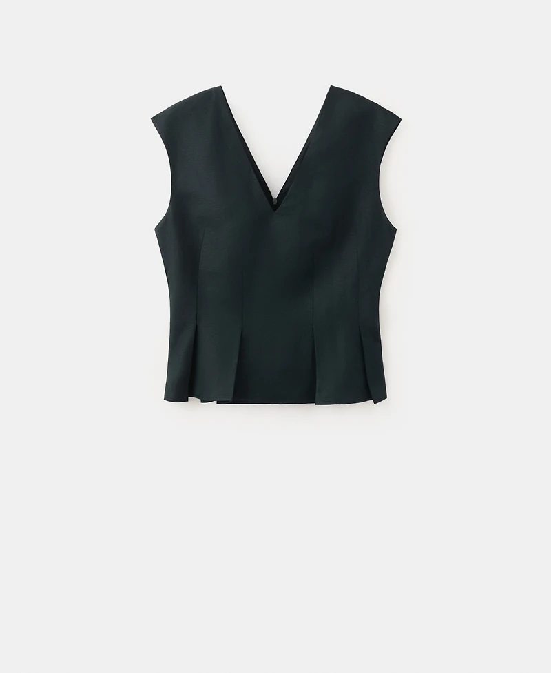 Mango Women's Cotton Linen Peplum Top