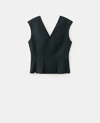 Mango Women's Cotton Linen Peplum Top