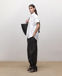 Mango Women's Three-Quarter-Sleeve Button-Down Shirt