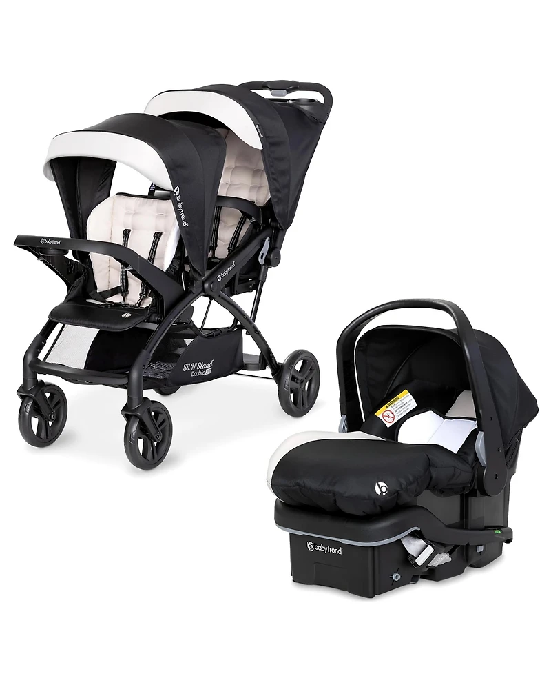 Baby Trend Sit N' Stand Double Stroller with Ez-Lift Plus Infant Car Seat, Khaki