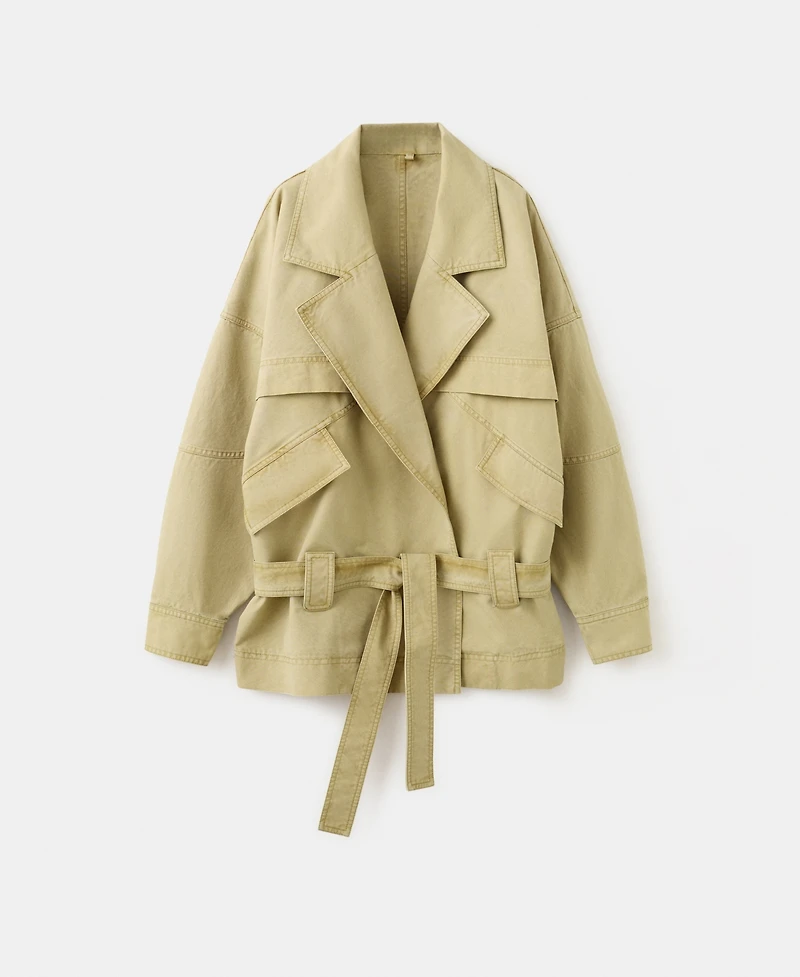 Mango Women's Belted Lapel Parka Coat
