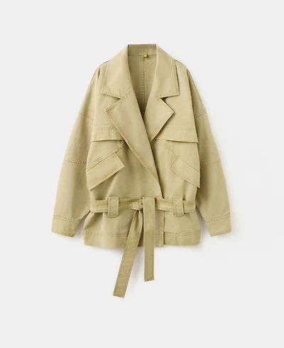 Mango Women's Belted Lapel Parka Coat