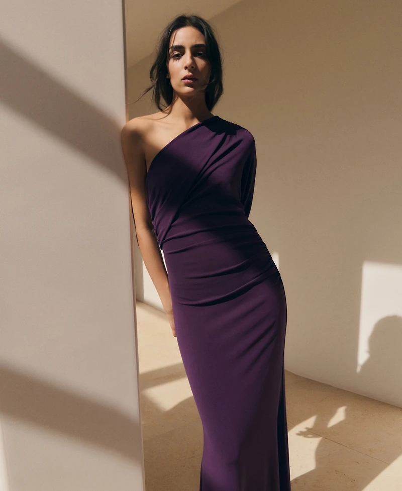 Mango Women's Gathered Body Asymmetrical Dress