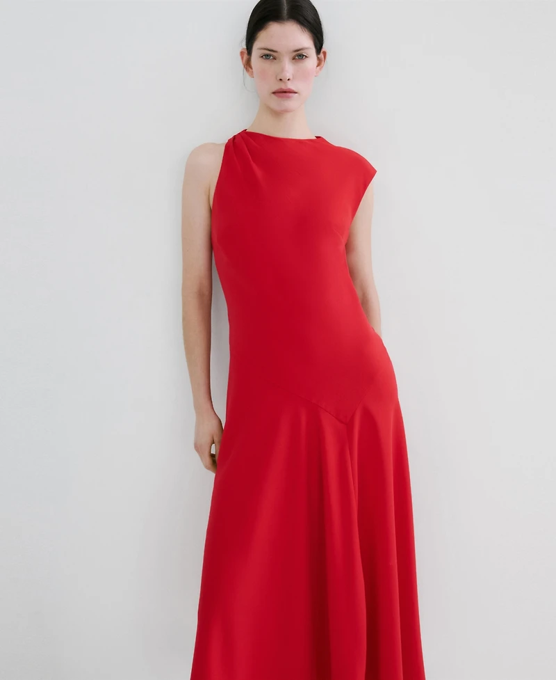 Mango Women's Asymmetrical Sleeves Midi Dress