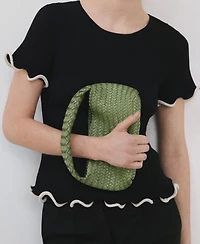 Mango Women's Contrasting Trim Peplum Sweater