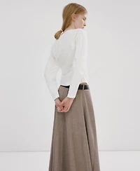 Mango Women's Asymmetrical Collar Cotton Blouse