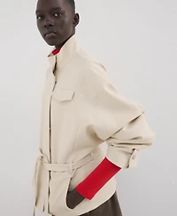 Mango Women's High Neck Belted Jacket
