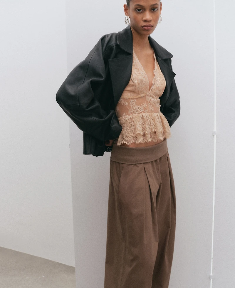 Mango Women's High-Waisted Balloon Pants