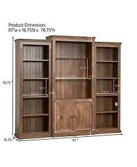 Streamdale Furniture 78.75 Inch 3-Piece Led Display Cabinet with Tempered Glass Shelves