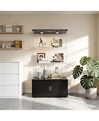 Streamdale Furniture 4-Layer Double-Door Storage Cabinet with Remote Led Lights