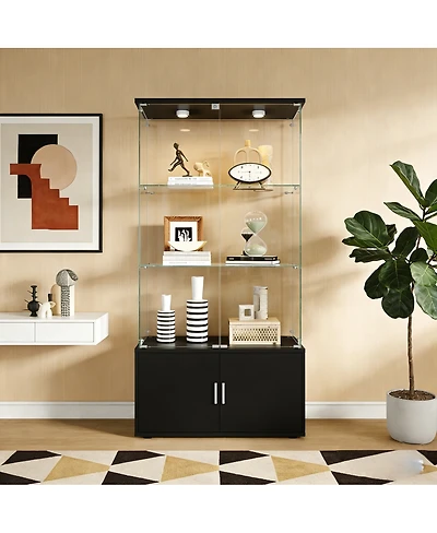Streamdale Furniture 4-Layer Double-Door Storage Cabinet with Remote Led Lights