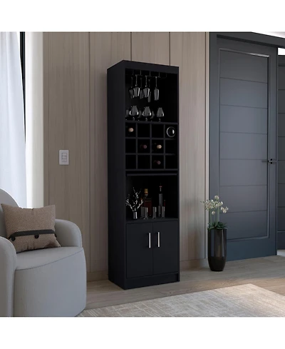 Flynama 5-Tier Wine Bar Cabinet with 12 Bottle Cubbies, Freestanding Liquor Cabinet