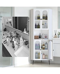 Streamdale Furniture 73 Inch Metal Corner Storage Cabinet with Adjustable Shelves