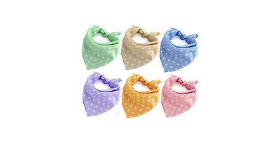 Aronkl Polka Dots Dog Bandanas Soft Cotton Adjustable Washable for Pets
