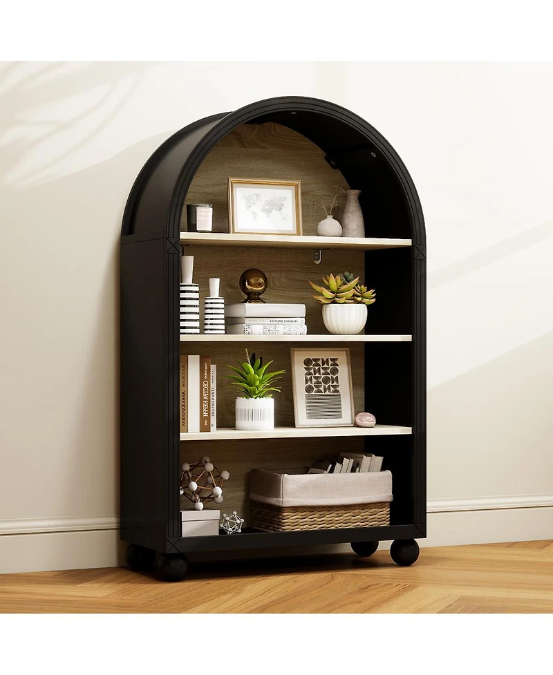 Streamdale Furniture 4-Tier Arched Storage Cabinet with Metal Frame