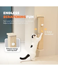 Aronkl Sisal Cat Scratcher with Ball Scratch Pad for Indoor Cats Easy Install Protect Furniture