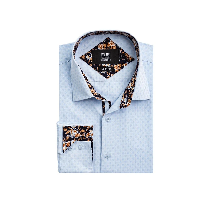 Elie Balleh Men's Slim Fit Jacquard Dot Button-Down Shirt