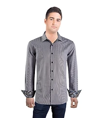 Elie Balleh Men's Slim Fit Houndstooth Dress Shirt