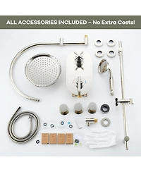 Casainc 3-Function Vintage Thermostatic Rainfall Shower System with Rainfall Head, Hand Shower and Body Jets