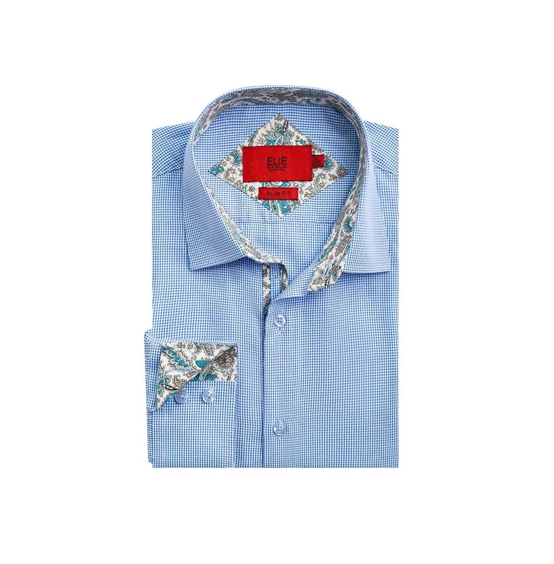 Elie Balleh Men's Slim Fit Houndstooth Dress Shirt