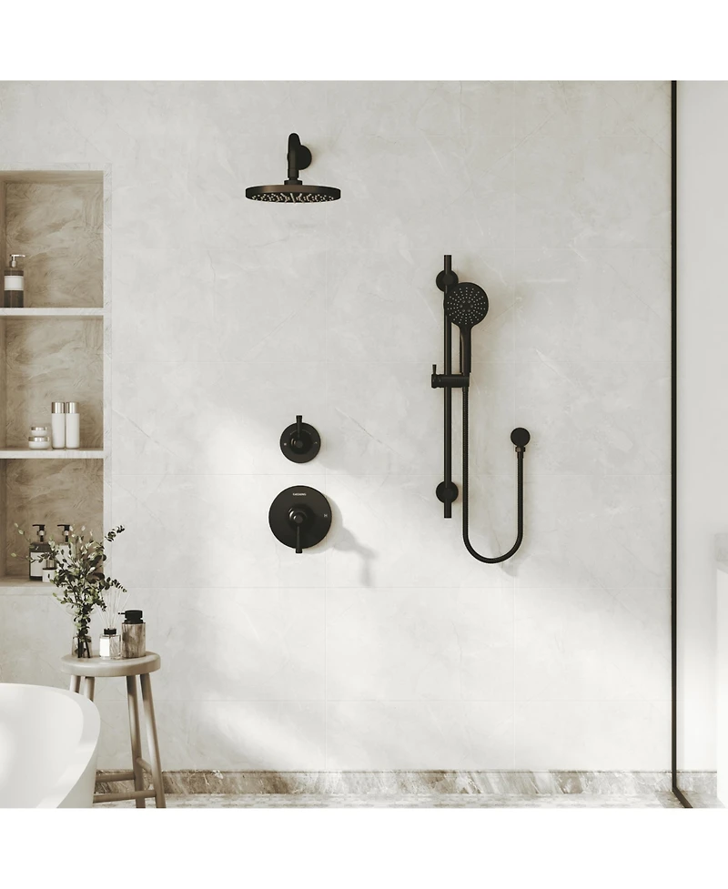 Casainc Modern 2-Function Shower System with Rainfall Head & 3-Mode Handheld,Adjustable Slide Bar
