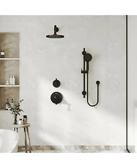 Casainc Modern 2-Function Shower System with Rainfall Head & 3-Mode Handheld,Adjustable Slide Bar