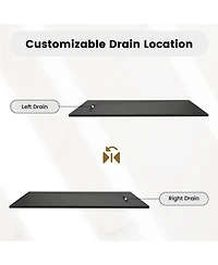 Casainc Wheelchair-Friendly Shower Base with Non-Slip Surface, Reversible Drain