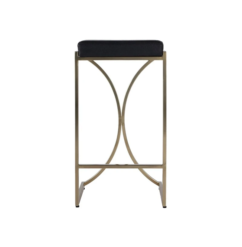 Butler Specialty Natalya Seat Height Square Upholstered and Metal Backless Counter Stool with Footrest