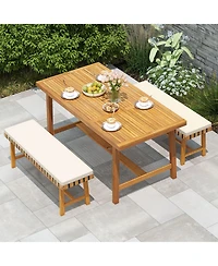 Slickblue Farmhouse Patio Dining Set 3 Piece for 4 Person Outdoor Use