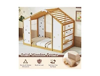 Slickblue Twin Floor Bed with Monkey Bars Montessori Climbing Bed