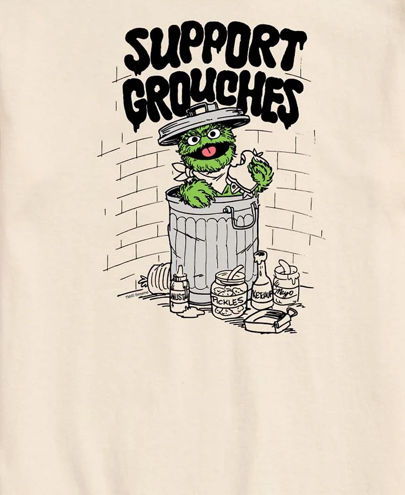Airwaves Men's Sesame Street Support Grouches Oscar Short-Sleeve Graphic T-Shirt