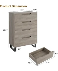 gaomon 41.5" Tall 4-Drawer Vertical Cabinet, Freestanding Wooden Closet Storage Chest for Living Room Hallway Entryway