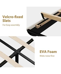 gaomon Velvet Upholstered Platform Bed, Bed Frame with Adjustable Headboard, Wooden Slat, No Box Spring Needed, Quick Assembly
