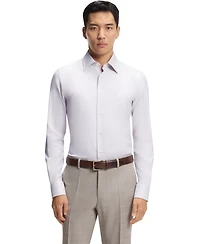 Boss by Hugo Men's Italian-Made Structured Cotton Slim-Fit Dress Shirt