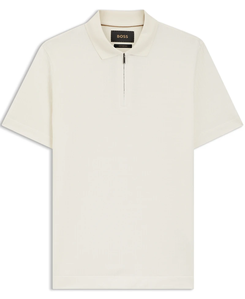 Boss by Hugo Men's Cotton Silk Zip-Neck Polo Shirt