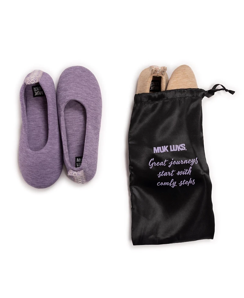 Muk Luks Women's 2 Pair Travel Ballerina Set