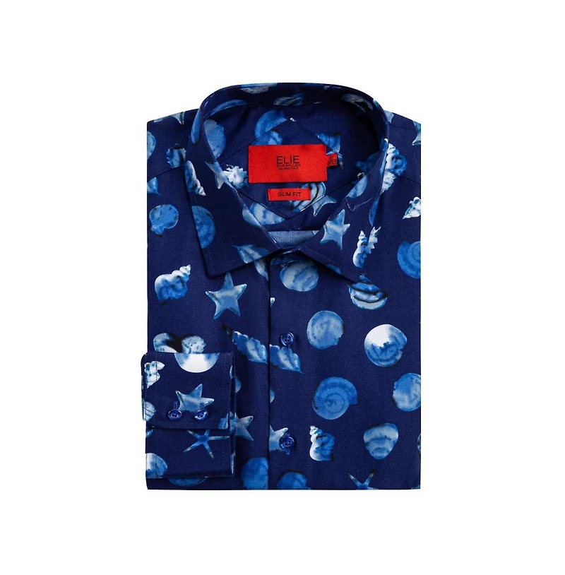 Elie Balleh Men's Slim Fit Sea Shell Print Shirt