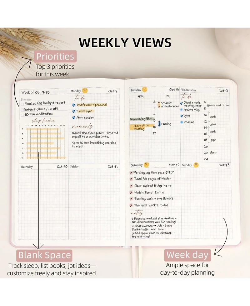 Gnuadz 2026 Undated Planner Monthly Weekly Daily Hardcover