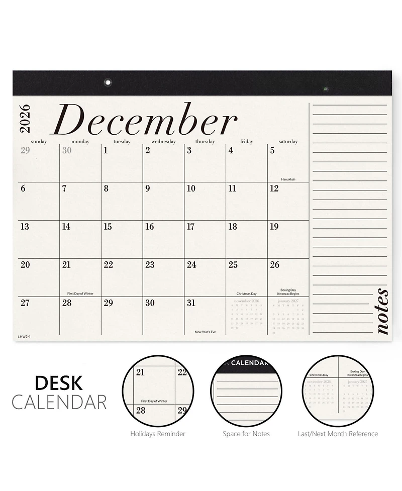 Gnuadz Desk Calendar 2026-2027 Blotter Large Day Block Minimalist