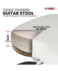 5 Core Guitar Stool Padded Chair Foldable Heavy Duty Music Seat Built in Foot Rest Guitar Stand