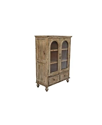 Streamdale Furniture Farmhouse Distressed Wood Kitchen Pantry Cabinet with Glass Doors and Drawers