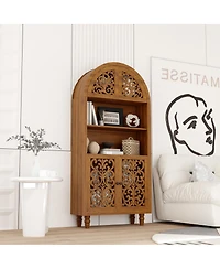 Streamdale Furniture 66 Inch Tall Vintage Arched Carved Wood Open Shelf Bookcase