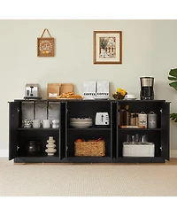 Streamdale Furniture 67 Inch Modern Wavy 6-Door Storage Sideboard