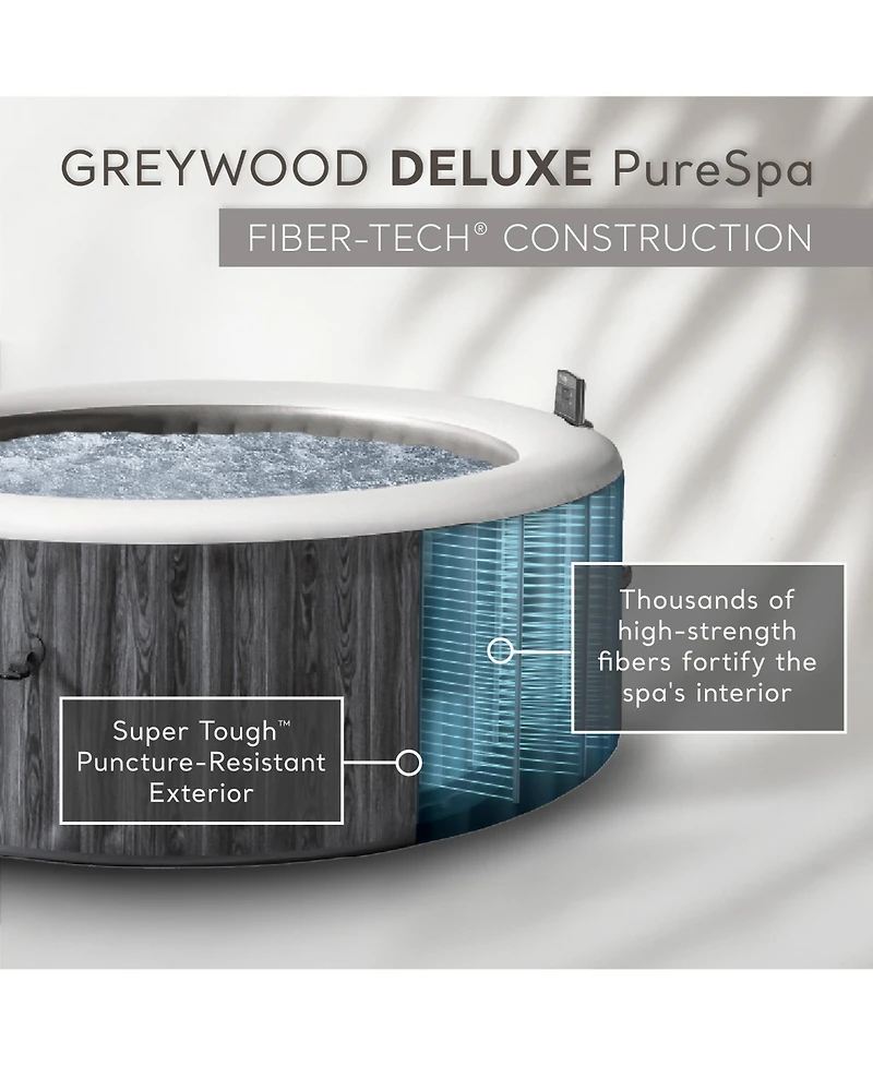 Intex PureSpa Greywood Deluxe Spa Set, 170 Bubble Jet Hot Tub with Cover, 85x28"