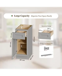 Streamdale Furniture 15 Inch Shaker Base Cabinet with Soft-Close Door and Drawer