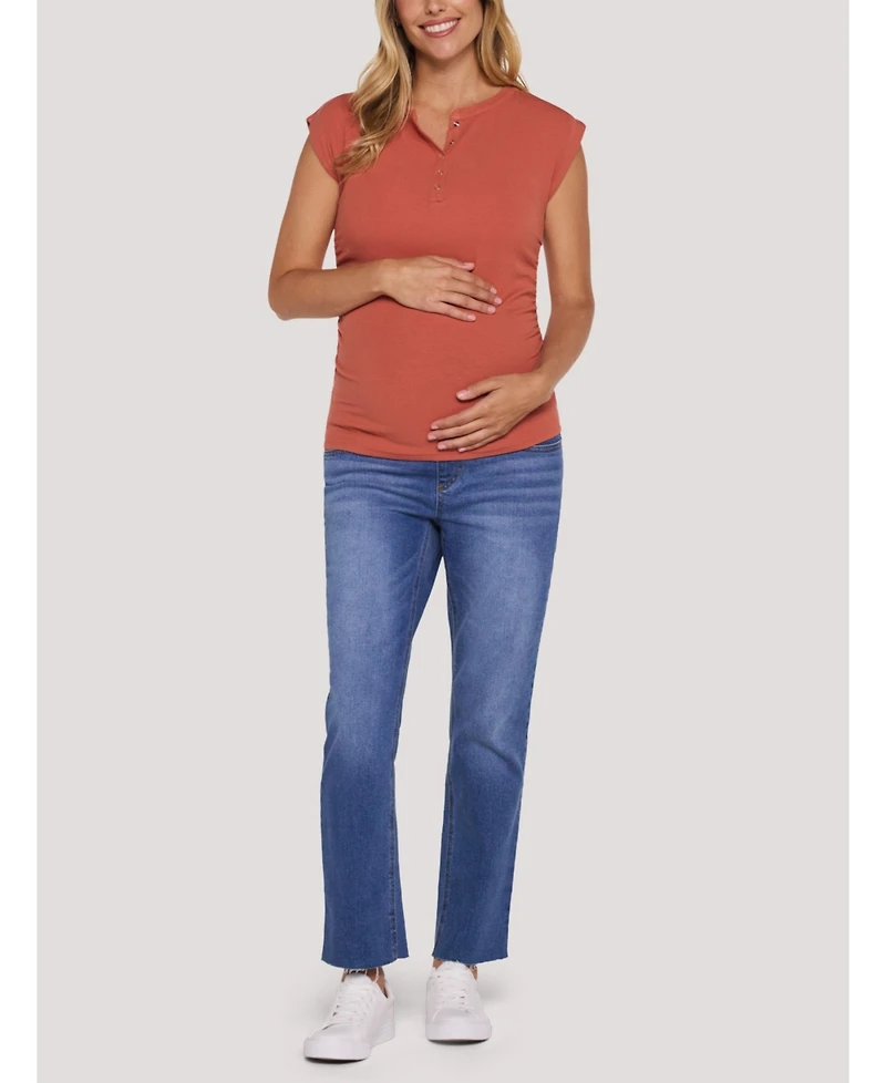Motherhood Maternity Ruched Henley Muscle Tee