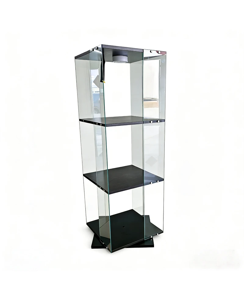Streamdale Furniture 3-Layer Rotatable Display Cabinet with Remote Light