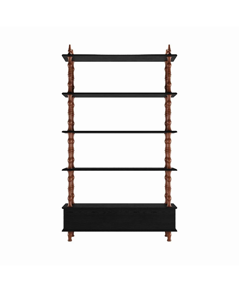 Streamdale Furniture 5-Tier 74.4 Inch Tall Modern Wood Bookcase with Storage Drawers